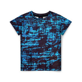 Детская футболка 3D с принтом Джинсовый в Белгороде, 100% гипоаллергенный полиэфир | прямой крой, круглый вырез горловины, длина до линии бедер, чуть спущенное плечо, ткань немного тянется | Тематика изображения на принте: blue | grunge | джинсы | краска