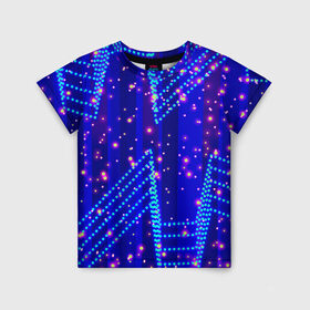 Детская футболка 3D с принтом Огоньки в Белгороде, 100% гипоаллергенный полиэфир | прямой крой, круглый вырез горловины, длина до линии бедер, чуть спущенное плечо, ткань немного тянется | арт | огоньки | прикольные | свет | синий | текстуры