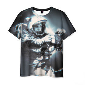Мужская футболка 3D с принтом Гагарин 5 в Белгороде, 100% полиэфир | прямой крой, круглый вырез горловины, длина до линии бедер | 12 апреля | гагарин | день космонавтики | космонавт | космонавтика | космос | юра | юрий