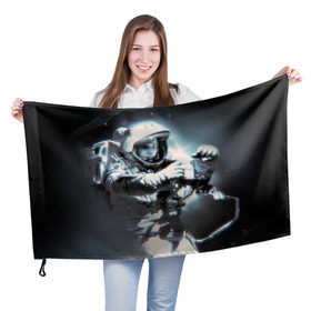 Флаг 3D с принтом Гагарин 5 в Белгороде, 100% полиэстер | плотность ткани — 95 г/м2, размер — 67 х 109 см. Принт наносится с одной стороны | 12 апреля | гагарин | день космонавтики | космонавт | космонавтика | космос | юра | юрий