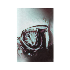 Обложка для паспорта матовая кожа с принтом Котмонавт в Белгороде, натуральная матовая кожа | размер 19,3 х 13,7 см; прозрачные пластиковые крепления | 12 апреля | гагарин | день космонавтики | космонавт | космонавтика | космос | юра | юрий