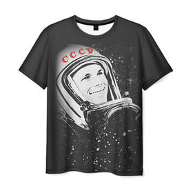 Мужская футболка 3D с принтом Гагарин 6 в Белгороде, 100% полиэфир | прямой крой, круглый вырез горловины, длина до линии бедер | 12 апреля | гагарин | день космонавтики | космонавт | космонавтика | космос | юра | юрий