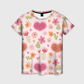 Женская футболка 3D с принтом День матери в Белгороде, 100% полиэфир ( синтетическое хлопкоподобное полотно) | прямой крой, круглый вырез горловины, длина до линии бедер | деть матери | мама | праздники | родители