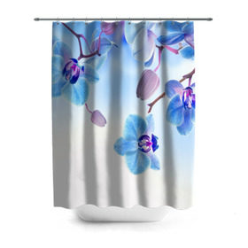 Штора 3D для ванной с принтом Голубая орхидея в Белгороде, 100% полиэстер | плотность материала — 100 г/м2. Стандартный размер — 146 см х 180 см. По верхнему краю — пластиковые люверсы для креплений. В комплекте 10 пластиковых колец | голубая орхидея | красота | орхидеи | природа | цветок | цветочек | цветы
