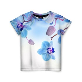 Детская футболка 3D с принтом Голубая орхидея в Белгороде, 100% гипоаллергенный полиэфир | прямой крой, круглый вырез горловины, длина до линии бедер, чуть спущенное плечо, ткань немного тянется | голубая орхидея | красота | орхидеи | природа | цветок | цветочек | цветы