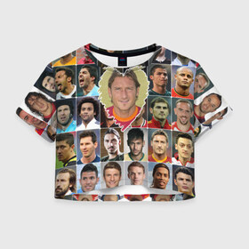 Женская футболка 3D укороченная с принтом Франческо Тотти - лучший в Белгороде, 100% полиэстер | круглая горловина, длина футболки до линии талии, рукава с отворотами | francesco totti | лучший футболист | любимый игрок | сердце | франческо тотти | футбол | я люблю