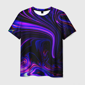 Мужская футболка 3D с принтом Цветные разводы в Белгороде, 100% полиэфир | прямой крой, круглый вырез горловины, длина до линии бедер | гранж | краска | разводы | цветные