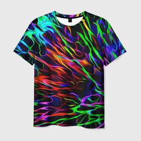 Мужская футболка 3D с принтом Разноцветные разводы в Белгороде, 100% полиэфир | прямой крой, круглый вырез горловины, длина до линии бедер | Тематика изображения на принте: гранж | краска | разводы | цветные