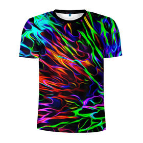 Мужская футболка 3D спортивная с принтом Разноцветные разводы в Белгороде, 100% полиэстер с улучшенными характеристиками | приталенный силуэт, круглая горловина, широкие плечи, сужается к линии бедра | гранж | краска | разводы | цветные