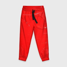 Детские брюки 3D с принтом Красная краска в Белгороде, 100% полиэстер | манжеты по низу, эластичный пояс регулируется шнурком, по бокам два кармана без застежек, внутренняя часть кармана из мелкой сетки | 