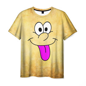 Мужская футболка 3D с принтом Балдею от всего в Белгороде, 100% полиэфир | прямой крой, круглый вырез горловины, длина до линии бедер | балдею от всего | веселье | мордочка | позитив | прикол | рожица | смайл | смех | улыбка | умора | хорошее настроение | юмор | язык