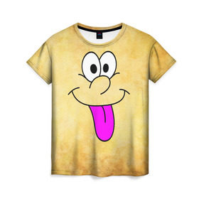 Женская футболка 3D с принтом Балдею от всего в Белгороде, 100% полиэфир ( синтетическое хлопкоподобное полотно) | прямой крой, круглый вырез горловины, длина до линии бедер | балдею от всего | веселье | мордочка | позитив | прикол | рожица | смайл | смех | улыбка | умора | хорошее настроение | юмор | язык