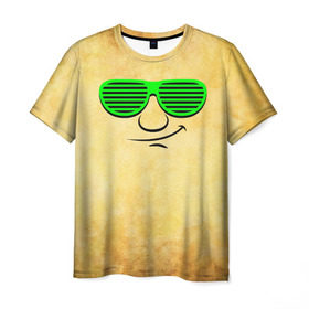 Мужская футболка 3D с принтом Знатный клаббер в Белгороде, 100% полиэфир | прямой крой, круглый вырез горловины, длина до линии бедер | Тематика изображения на принте: веселье | кислота | клаббер | клуб | мордочка | очки | позитив | прикол | рожица | смайл | смех | улыбка | умора | хорошее настроение | юмор