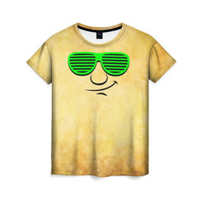 Женская футболка 3D с принтом Знатный клаббер в Белгороде, 100% полиэфир ( синтетическое хлопкоподобное полотно) | прямой крой, круглый вырез горловины, длина до линии бедер | веселье | кислота | клаббер | клуб | мордочка | очки | позитив | прикол | рожица | смайл | смех | улыбка | умора | хорошее настроение | юмор