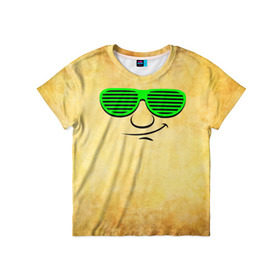 Детская футболка 3D с принтом Знатный клаббер в Белгороде, 100% гипоаллергенный полиэфир | прямой крой, круглый вырез горловины, длина до линии бедер, чуть спущенное плечо, ткань немного тянется | веселье | кислота | клаббер | клуб | мордочка | очки | позитив | прикол | рожица | смайл | смех | улыбка | умора | хорошее настроение | юмор