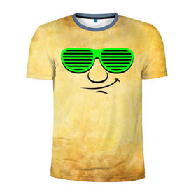 Мужская футболка 3D спортивная с принтом Знатный клаббер в Белгороде, 100% полиэстер с улучшенными характеристиками | приталенный силуэт, круглая горловина, широкие плечи, сужается к линии бедра | веселье | кислота | клаббер | клуб | мордочка | очки | позитив | прикол | рожица | смайл | смех | улыбка | умора | хорошее настроение | юмор