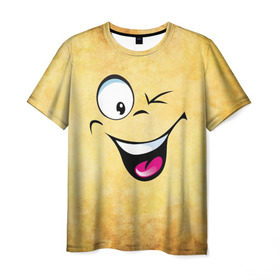 Мужская футболка 3D с принтом Неисчерпаемый позитив в Белгороде, 100% полиэфир | прямой крой, круглый вырез горловины, длина до линии бедер | веселье | мордочка | неисчерпаемый позитив | позитив | прикол | рожица | смайл | смех | улыбка | умора | хорошее настроение | юмор