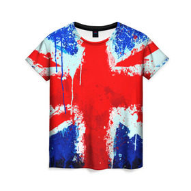 Женская футболка 3D с принтом Англия в Белгороде, 100% полиэфир ( синтетическое хлопкоподобное полотно) | прямой крой, круглый вырез горловины, длина до линии бедер | англия | краска | модные | популярные | прикольные | стена | флаг