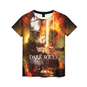 Женская футболка 3D с принтом Dark Souls 1 в Белгороде, 100% полиэфир ( синтетическое хлопкоподобное полотно) | прямой крой, круглый вырез горловины, длина до линии бедер | dark souls