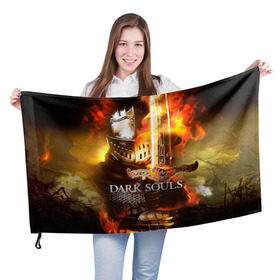 Флаг 3D с принтом Dark Souls 1 в Белгороде, 100% полиэстер | плотность ткани — 95 г/м2, размер — 67 х 109 см. Принт наносится с одной стороны | dark souls