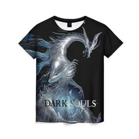 Женская футболка 3D с принтом Dark Souls 2 в Белгороде, 100% полиэфир ( синтетическое хлопкоподобное полотно) | прямой крой, круглый вырез горловины, длина до линии бедер | dark souls | praise the sun | you died | дарк соулс | темные души