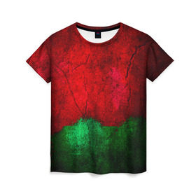 Женская футболка 3D с принтом Grunge color в Белгороде, 100% полиэфир ( синтетическое хлопкоподобное полотно) | прямой крой, круглый вырез горловины, длина до линии бедер | гранж | краска | стена | цветные