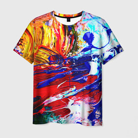 Мужская футболка 3D с принтом Краска в Белгороде, 100% полиэфир | прямой крой, круглый вырез горловины, длина до линии бедер | абстракция красок | гранж | краска | разводы | текстуры | цветные