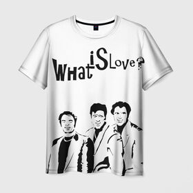 Мужская футболка 3D с принтом What is love? в Белгороде, 100% полиэфир | прямой крой, круглый вырез горловины, длина до линии бедер | what is love | джим керри | любовь