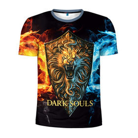 Мужская футболка 3D спортивная с принтом Dark Souls 11 в Белгороде, 100% полиэстер с улучшенными характеристиками | приталенный силуэт, круглая горловина, широкие плечи, сужается к линии бедра | dark souls | praise the sun | you died | дарк соулс