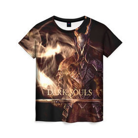 Женская футболка 3D с принтом Dark Souls 16 в Белгороде, 100% полиэфир ( синтетическое хлопкоподобное полотно) | прямой крой, круглый вырез горловины, длина до линии бедер | dark souls | praise the sun | you died | дарк соулс