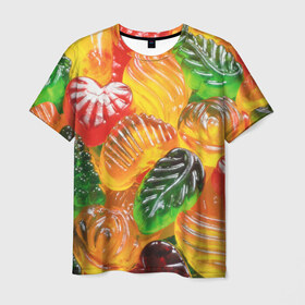 Мужская футболка 3D с принтом Желе в Белгороде, 100% полиэфир | прямой крой, круглый вырез горловины, длина до линии бедер | candy | еда | конфеты | мармелад | сладкое