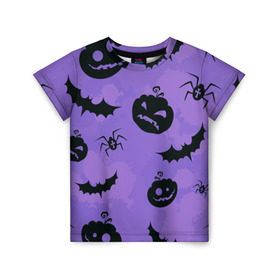 Детская футболка 3D с принтом Хэллоуин в Белгороде, 100% гипоаллергенный полиэфир | прямой крой, круглый вырез горловины, длина до линии бедер, чуть спущенное плечо, ткань немного тянется | halloween | ведьма | тыква | хэллоуин