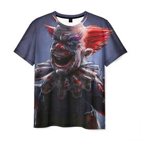 Мужская футболка 3D с принтом Злобный клоун в Белгороде, 100% полиэфир | прямой крой, круглый вырез горловины, длина до линии бедер | зло | клоун | красная | кровь | ужас