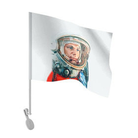 Флаг для автомобиля с принтом Гагарин в Белгороде, 100% полиэстер | Размер: 30*21 см | space | гагарин | космос | россия