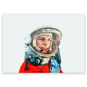 Поздравительная открытка с принтом Гагарин в Белгороде, 100% бумага | плотность бумаги 280 г/м2, матовая, на обратной стороне линовка и место для марки
 | space | гагарин | космос | россия