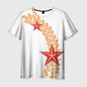 Мужская футболка 3D с принтом 9 мая - красные звезды в Белгороде, 100% полиэфир | прямой крой, круглый вырез горловины, длина до линии бедер | 9 мая | день победы | звезды