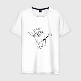 Мужская футболка хлопок с принтом Golang балалайка в Белгороде, 100% хлопок | прямой крой, круглый вырез горловины, длина до линии бедер, слегка спущенное плечо. | go | golang