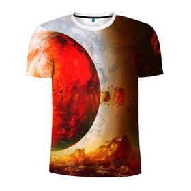 Мужская футболка 3D спортивная с принтом Планета в Белгороде, 100% полиэстер с улучшенными характеристиками | приталенный силуэт, круглая горловина, широкие плечи, сужается к линии бедра | 3д | вселенная | звезды | космос | красота | планета