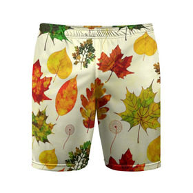 Мужские шорты 3D спортивные с принтом Осень в Белгороде,  |  | листва | листья | осень | оформление | пёстрые листочки | слой | текстура | трайбл | узор | фон