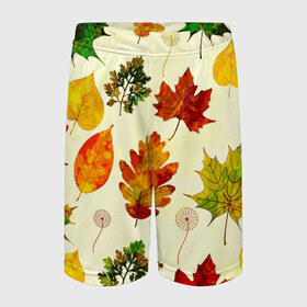 Детские спортивные шорты 3D с принтом Осень в Белгороде,  100% полиэстер
 | пояс оформлен широкой мягкой резинкой, ткань тянется
 | листва | листья | осень | оформление | пёстрые листочки | слой | текстура | трайбл | узор | фон