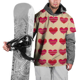 Накидка на куртку 3D с принтом Шерстяные сердечки в Белгороде, 100% полиэстер |  | Тематика изображения на принте: вязание | вязаный | паттерн | текстура | узор