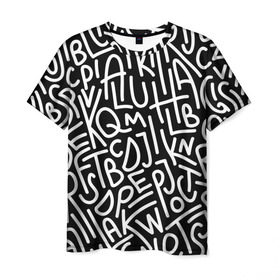 Мужская футболка 3D с принтом Английские буквы в Белгороде, 100% полиэфир | прямой крой, круглый вырез горловины, длина до линии бедер | алфавит | английский язык | буквы | оформление | слой | текстура | трайбл | узор | фон