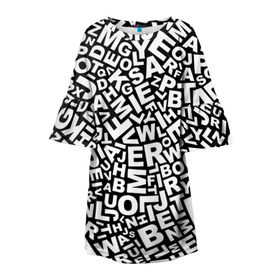 Детское платье 3D с принтом Английский алфавит в Белгороде, 100% полиэстер | прямой силуэт, чуть расширенный к низу. Круглая горловина, на рукавах — воланы | Тематика изображения на принте: алфавит | английский язык | буквы | оформление | слой | текстура | трайбл | узор | фон