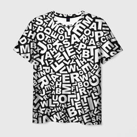 Мужская футболка 3D с принтом Английский алфавит в Белгороде, 100% полиэфир | прямой крой, круглый вырез горловины, длина до линии бедер | алфавит | английский язык | буквы | оформление | слой | текстура | трайбл | узор | фон