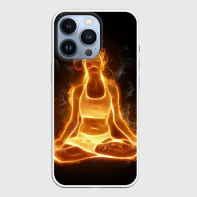 Чехол для iPhone 13 Pro с принтом Пламенная медитация в Белгороде,  |  | аштанга | здоровье | зож | йога | кундалини | лотос | медитация | огонь | пламя | силуэт | спорт | страсть | тонус