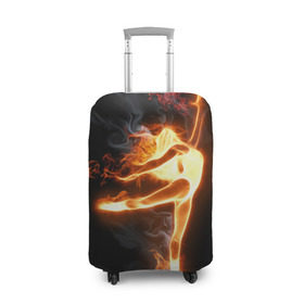 Чехол для чемодана 3D с принтом Фитнес в Белгороде, 86% полиэфир, 14% спандекс | двустороннее нанесение принта, прорези для ручек и колес | грация | здоровье | зож | огонь | пламя | силуэт | спорт | страсть | танец | тонус | фитнес