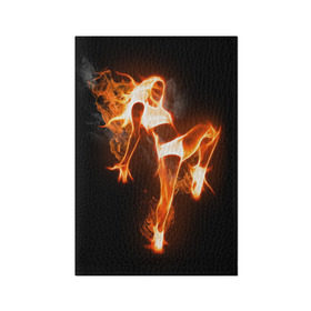 Обложка для паспорта матовая кожа с принтом Спортивная страсть в Белгороде, натуральная матовая кожа | размер 19,3 х 13,7 см; прозрачные пластиковые крепления | грация | здоровье | зож | огонь | пламя | силуэт | спорт | страсть | танец | тонус | фитнес