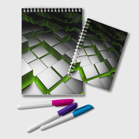 Блокнот с принтом Куб в Белгороде, 100% бумага | 48 листов, плотность листов — 60 г/м2, плотность картонной обложки — 250 г/м2. Листы скреплены удобной пружинной спиралью. Цвет линий — светло-серый
 | зеленая | квадрат | куб | текстуры