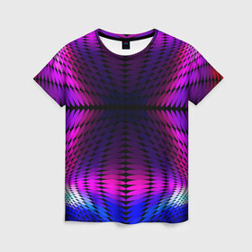 Женская футболка 3D с принтом Оптические узоры в Белгороде, 100% полиэфир ( синтетическое хлопкоподобное полотно) | прямой крой, круглый вырез горловины, длина до линии бедер | 