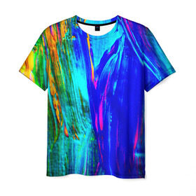 Мужская футболка 3D с принтом Разводы красок в Белгороде, 100% полиэфир | прямой крой, круглый вырез горловины, длина до линии бедер | абстракция | абстракция красок | краска | цветные